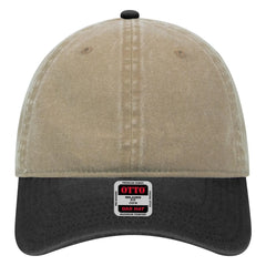 OTTO 18-202 6 Panel Low Profile Dad Cap - Blk/Kha - Blk/Kha / 6 1/2’’ - 7 5/8’’