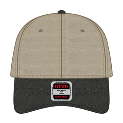 OTTO 18-202 6 Panel Low Profile Dad Cap - Blk/Kha - Blk/Kha / 6 1/2’’ - 7 5/8’’