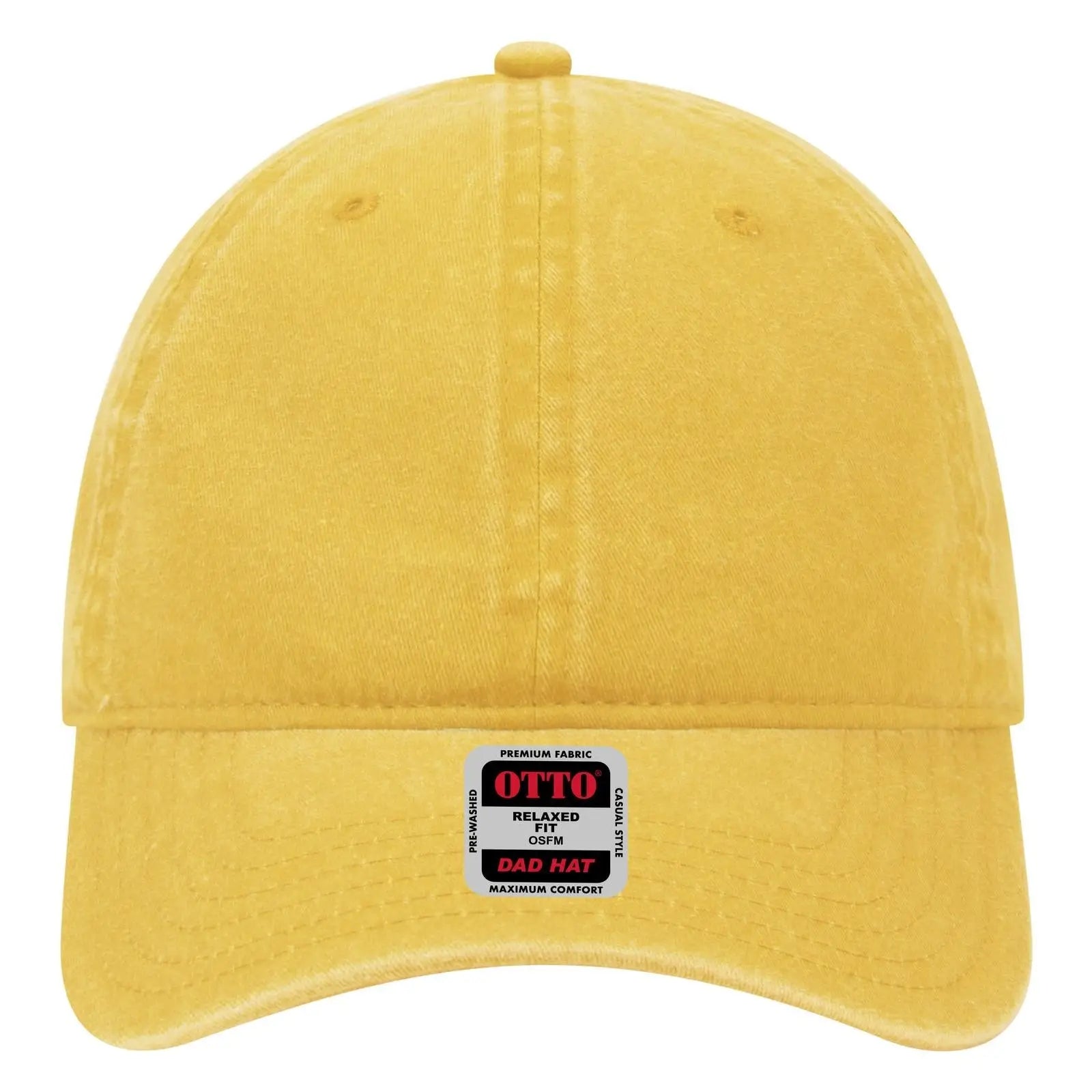 OTTO 18-202 6 Panel Low Profile Dad Cap - Bright Yellow - Bright Yellow / 6 1/2’’ - 7 5/8’’