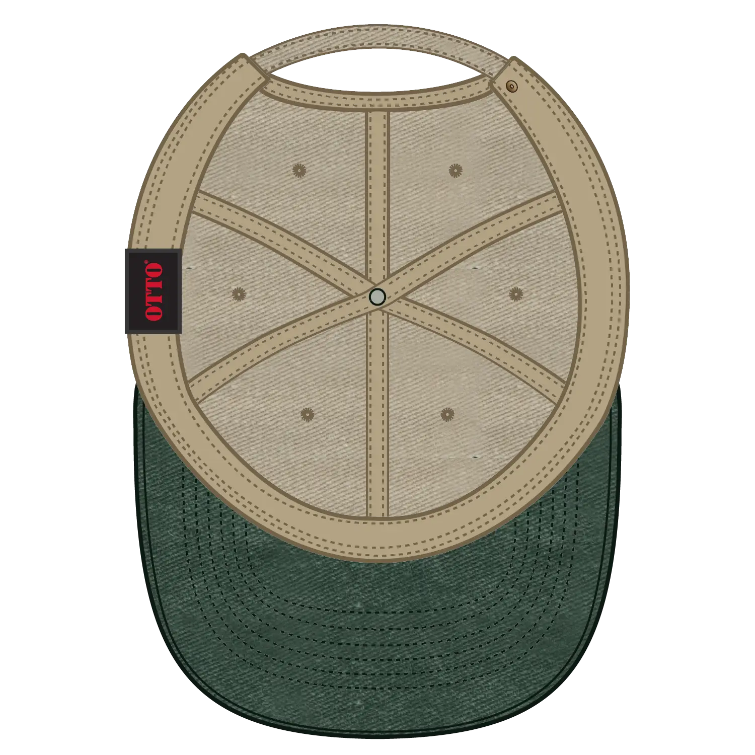 OTTO 18-202 6 Panel Low Profile Dad Cap - Dk.Grn/Kha - Dk.Grn/Kha / 6 1/2’’ - 7 5/8’’