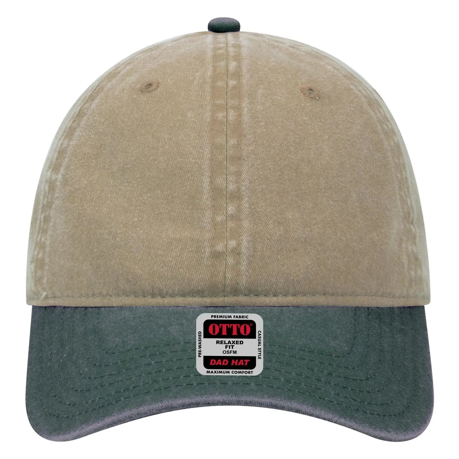 OTTO 18-202 6 Panel Low Profile Dad Cap - Dk.Grn/Kha - Dk.Grn/Kha / 6 1/2’’ - 7 5/8’’
