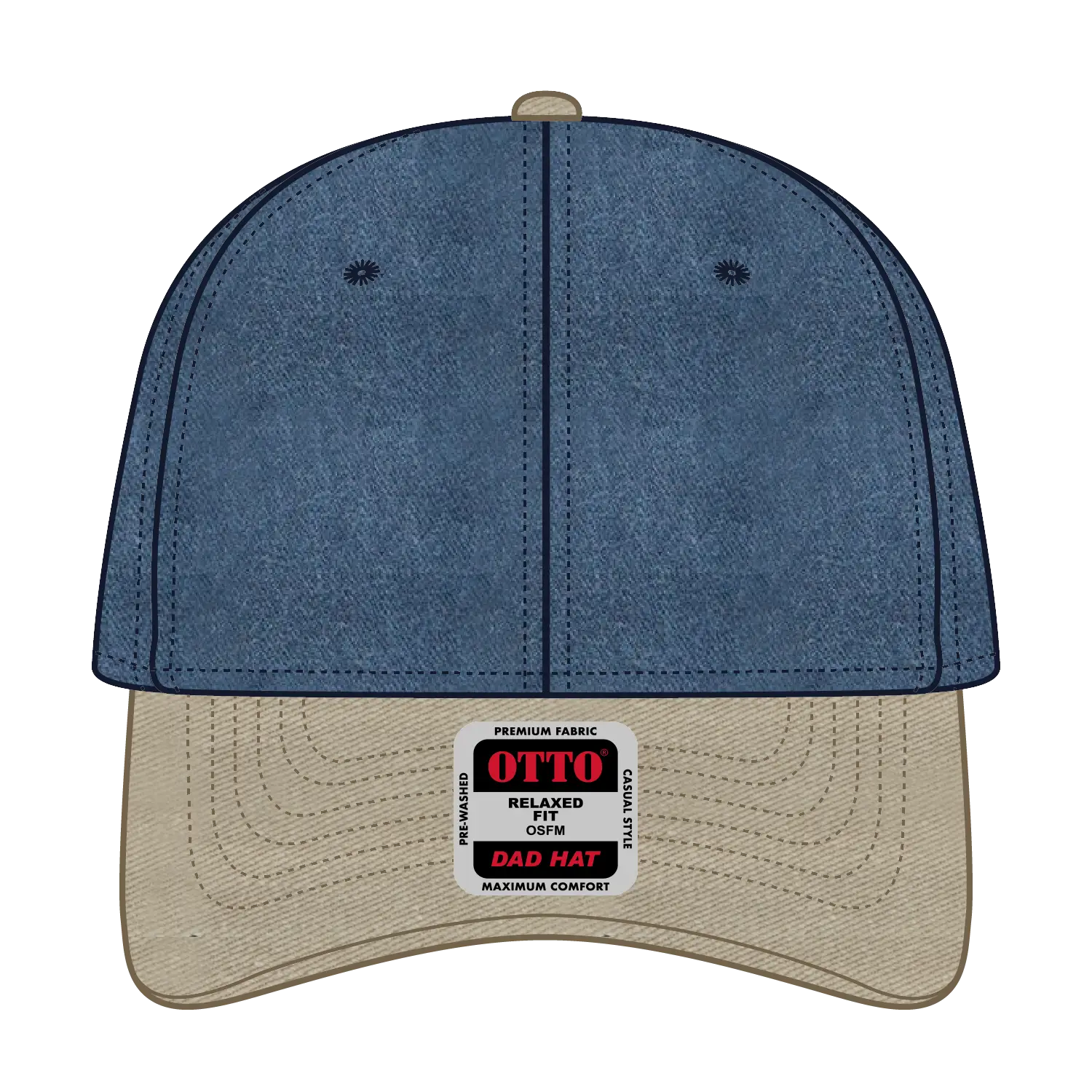 OTTO 18-202 6 Panel Low Profile Dad Cap - Kha/Nvy - Kha/Nvy / 6 1/2’’ - 7 5/8’’