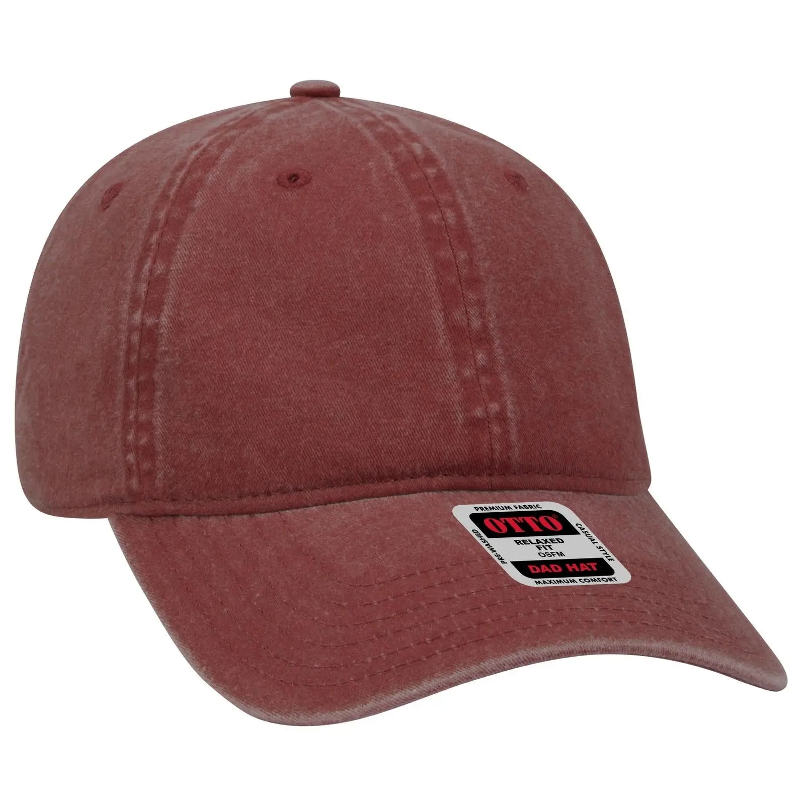 OTTO 18-202 6 Panel Low Profile Dad Cap - Maroon - Maroon / 6 1/2’’ - 7 5/8’’