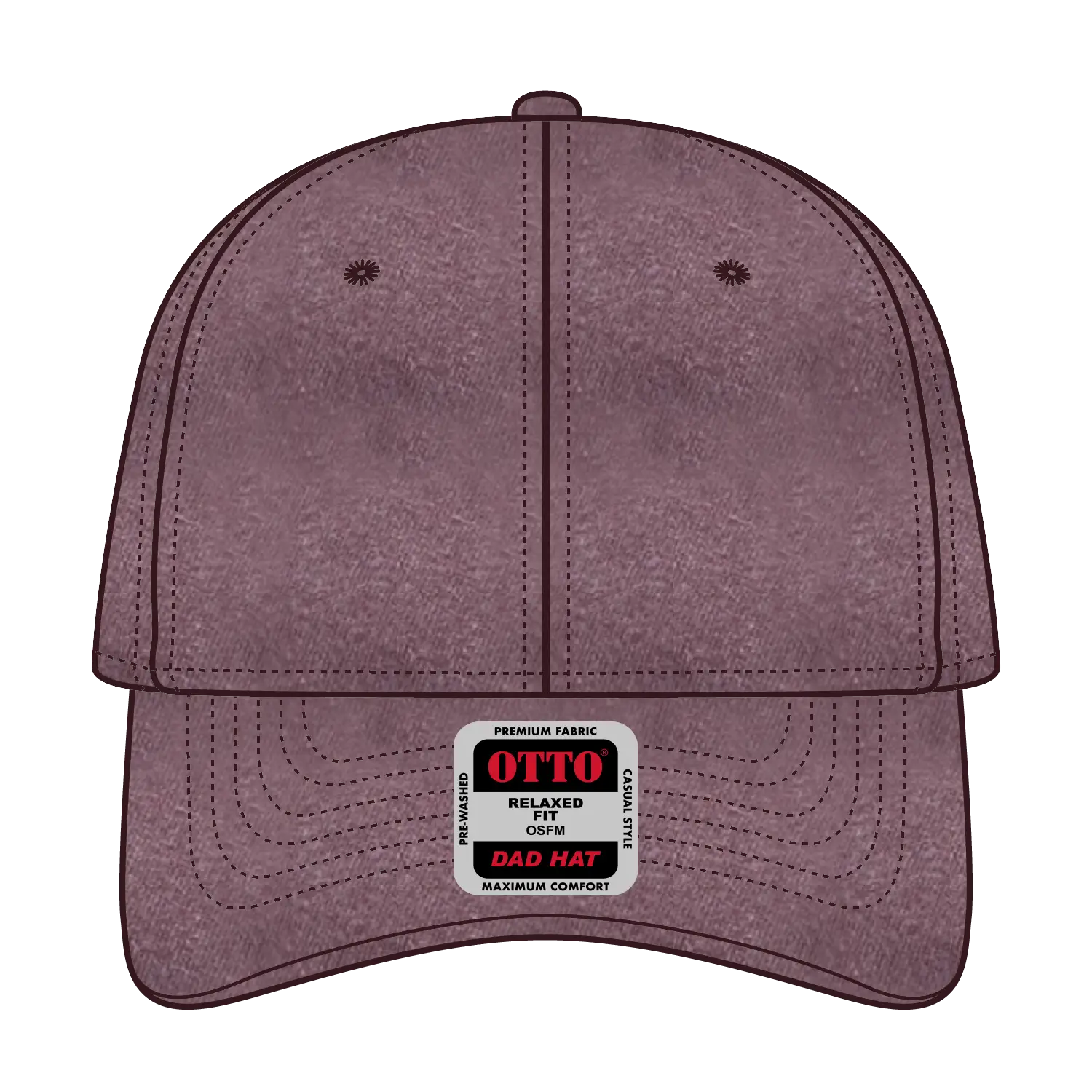 OTTO 18-202 6 Panel Low Profile Dad Cap - Maroon - Maroon / 6 1/2’’ - 7 5/8’’