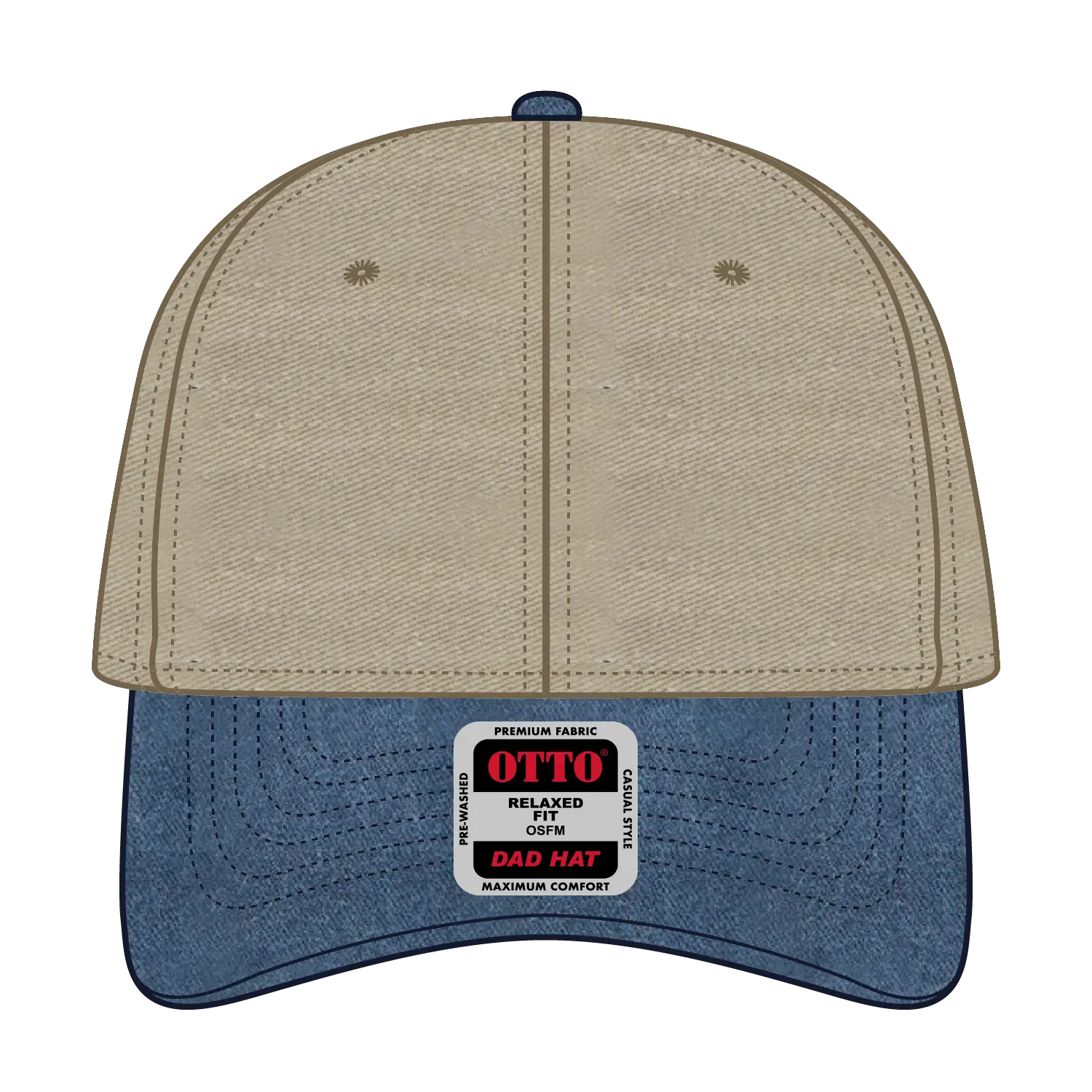 OTTO 18-202 6 Panel Low Profile Dad Cap - Nvy/Kha - Nvy/Kha / 6 1/2’’ - 7 5/8’’