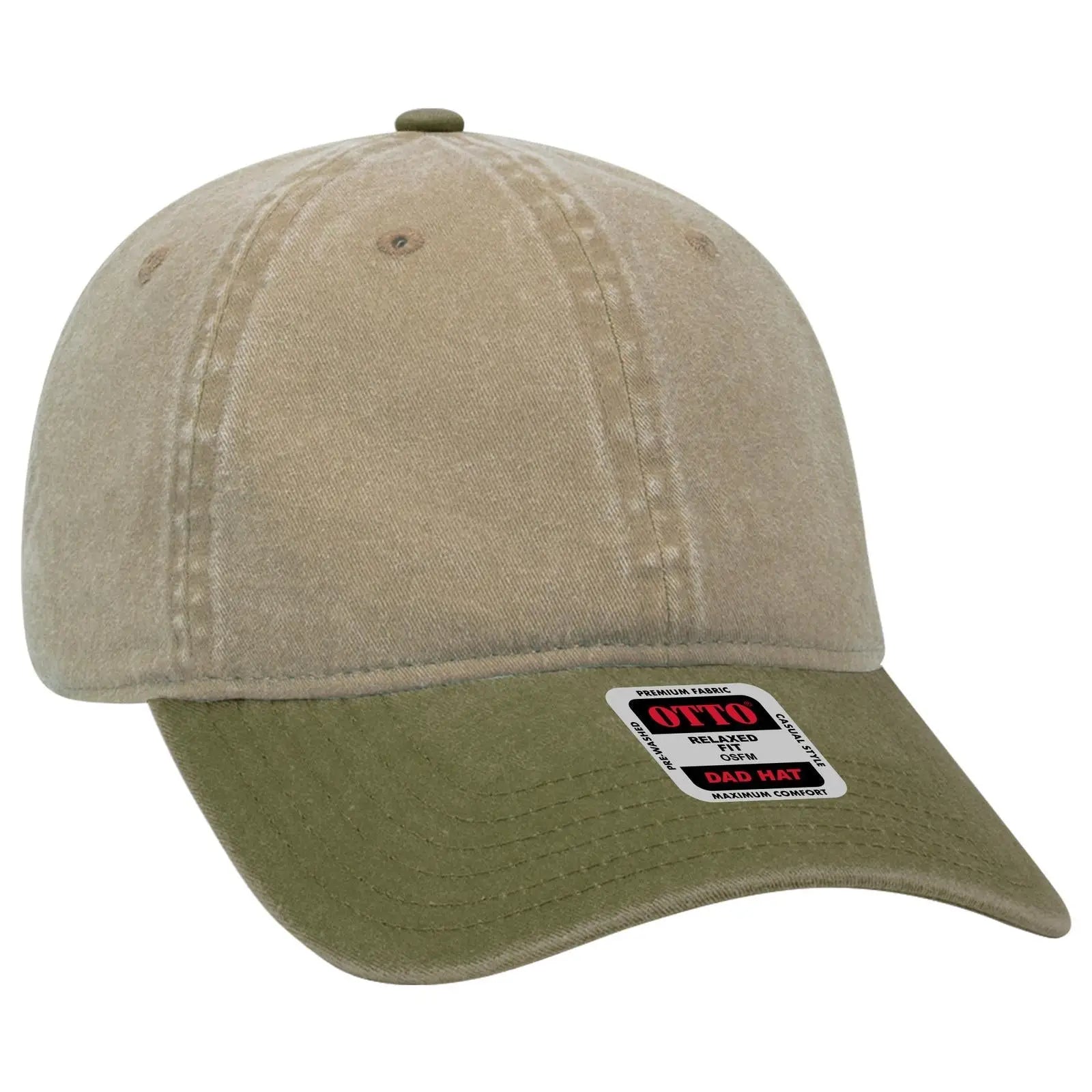 OTTO 18-202 6 Panel Low Profile Dad Cap - Ol.Grn/Kha - Ol.Grn/Kha / 6 1/2’’ - 7 5/8’’