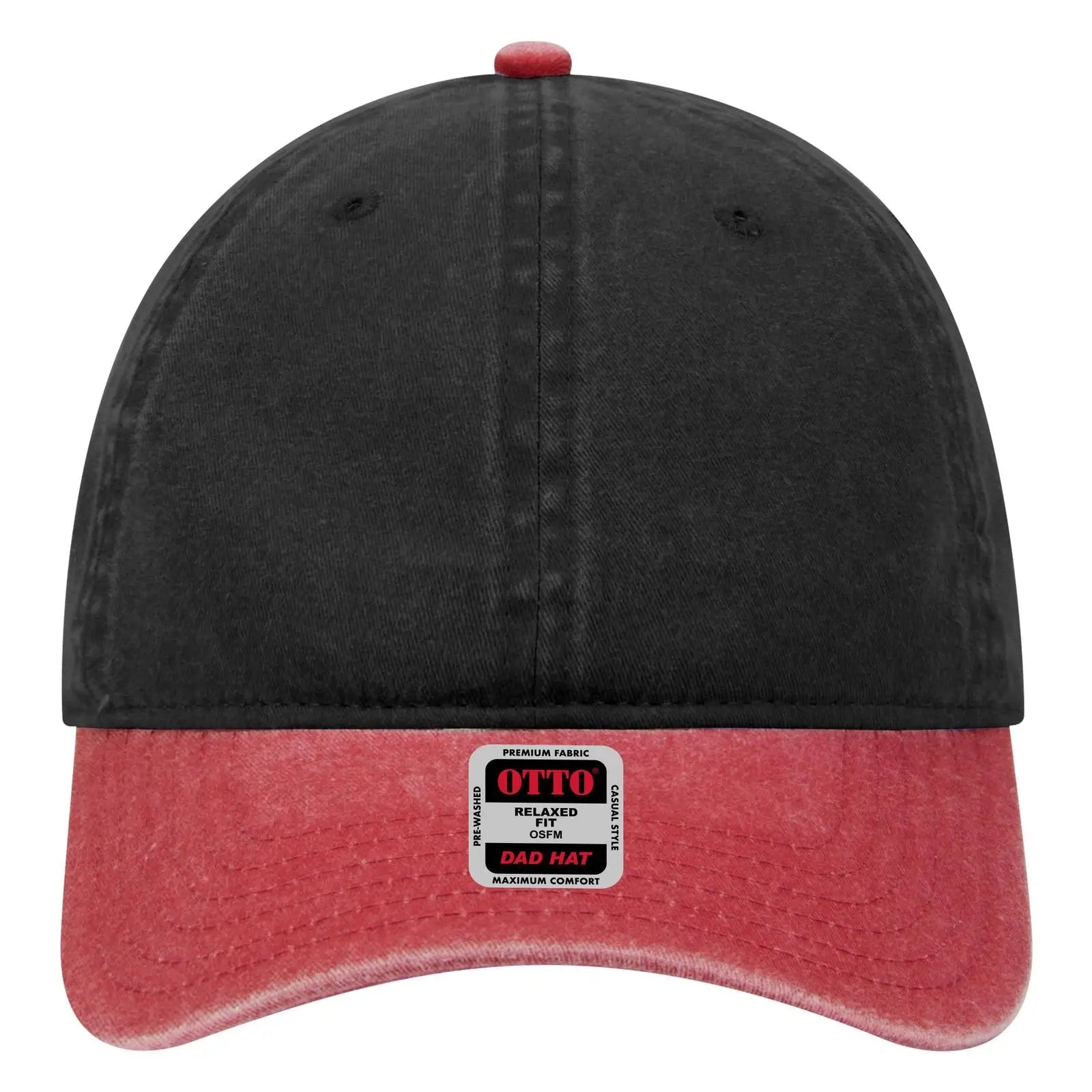OTTO 18-202 6 Panel Low Profile Dad Cap - Red/Blk - Red/Blk / 6 1/2’’ - 7 5/8’’