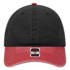 OTTO 18-202 6 Panel Low Profile Dad Cap - Red/Blk - Red/Blk / 6 1/2’’ - 7 5/8’’