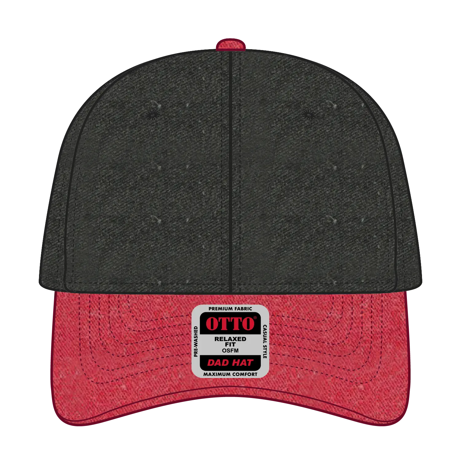 OTTO 18-202 6 Panel Low Profile Dad Cap - Red/Blk - Red/Blk / 6 1/2’’ - 7 5/8’’