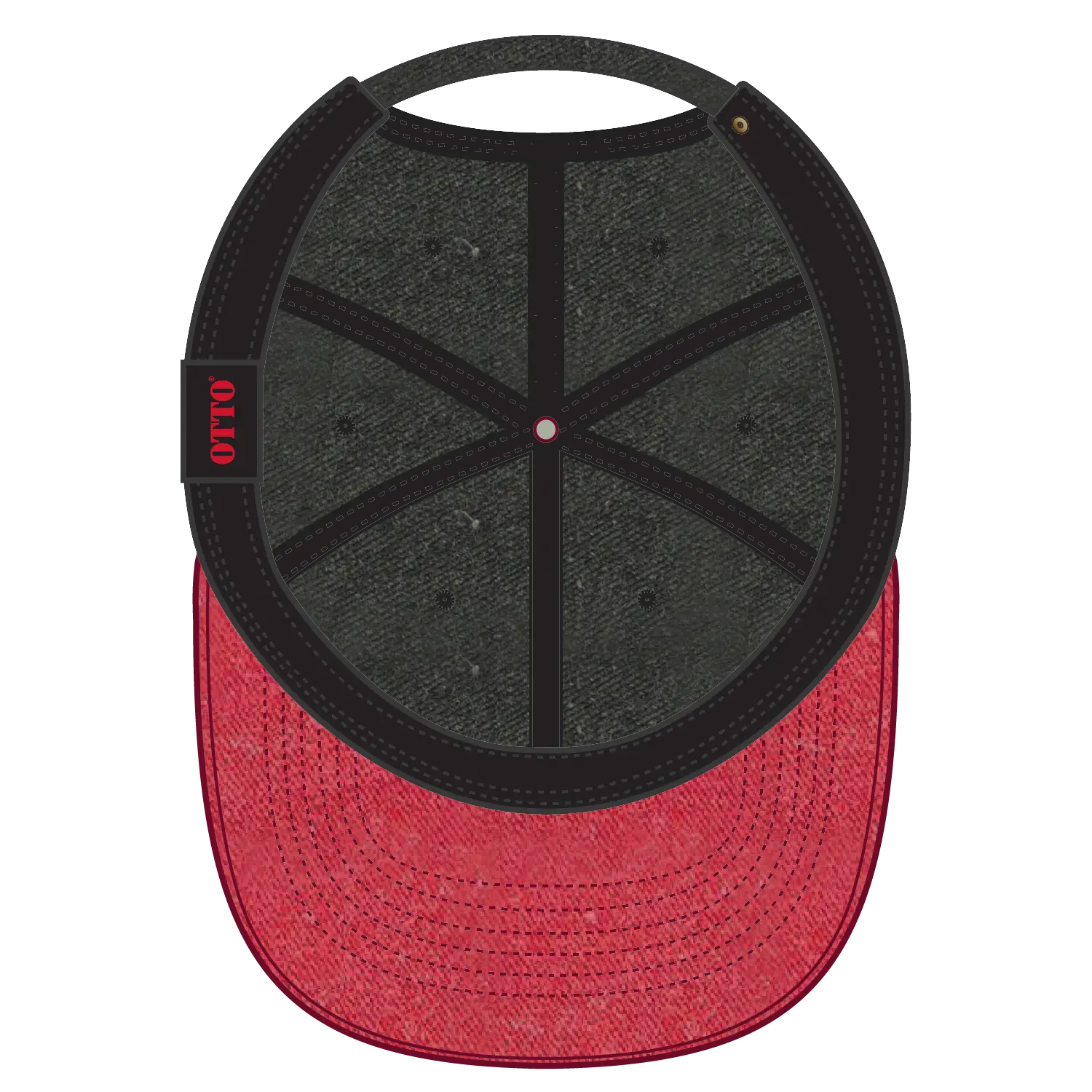 OTTO 18-202 6 Panel Low Profile Dad Cap - Red/Blk - Red/Blk / 6 1/2’’ - 7 5/8’’