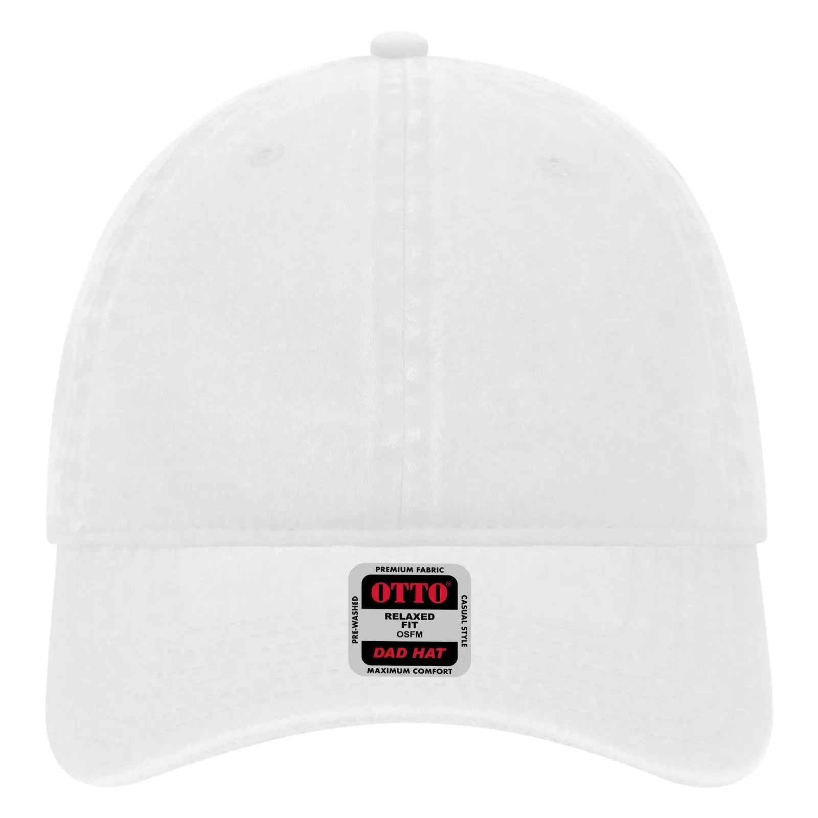 OTTO 18-202 6 Panel Low Profile Dad Cap - White - White / 6 1/2’’ - 7 5/8’’