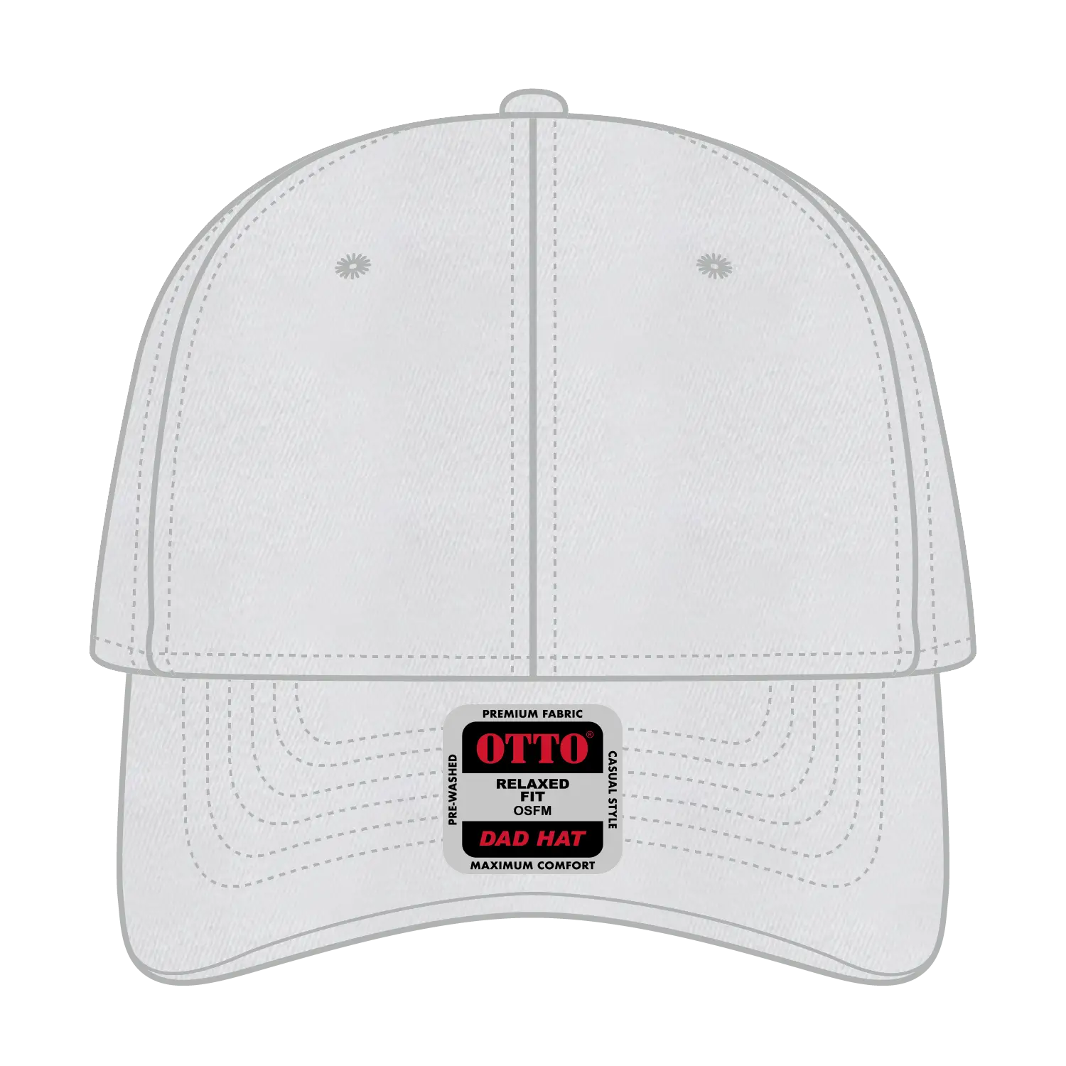 OTTO 18-202 6 Panel Low Profile Dad Cap - White - White / 6 1/2’’ - 7 5/8’’