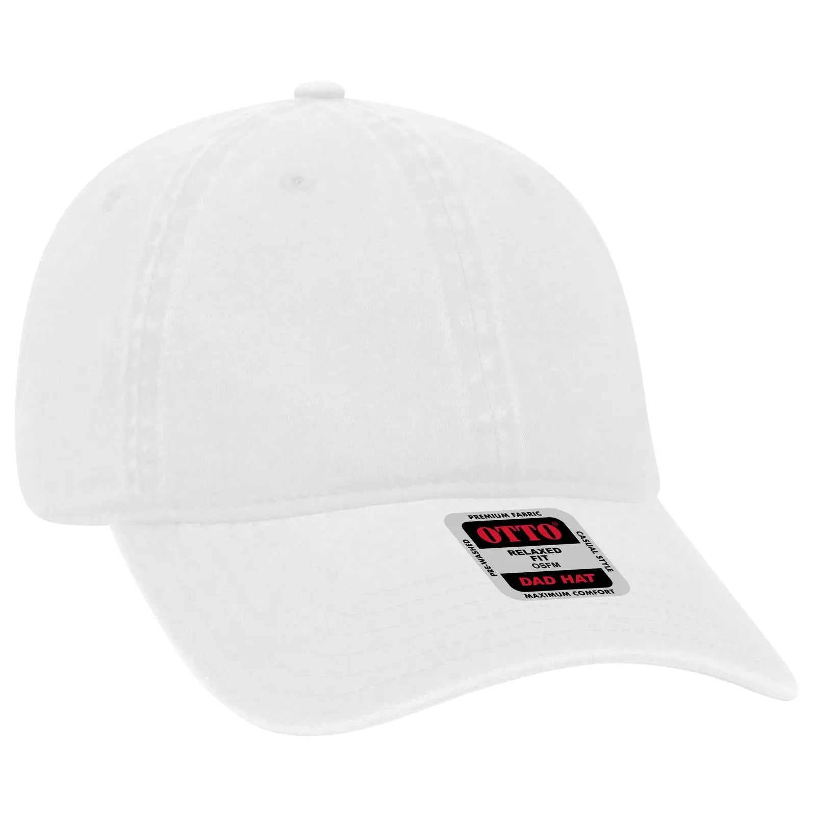 OTTO 18-202 6 Panel Low Profile Dad Cap - White - White / 6 1/2’’ - 7 5/8’’