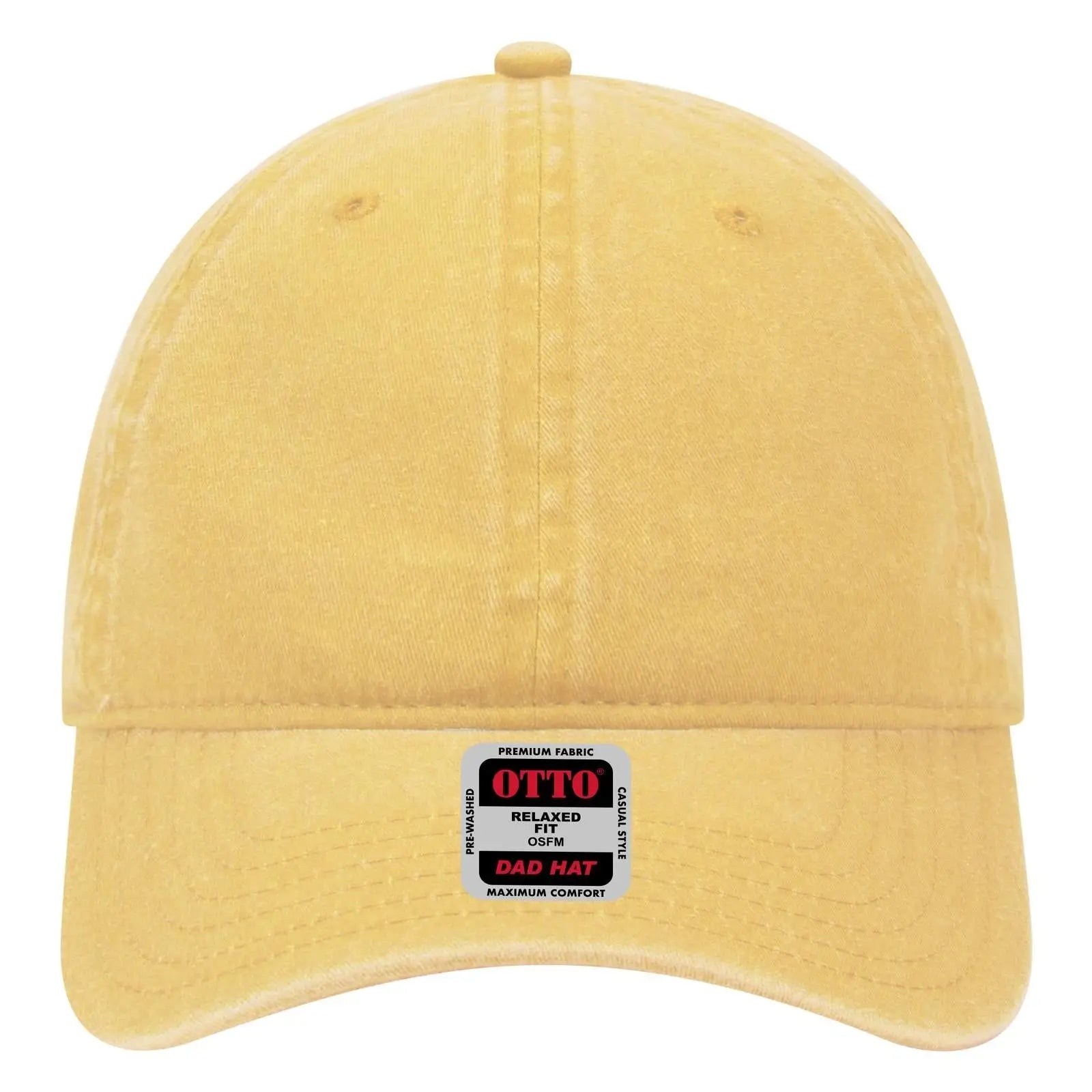 OTTO 18-202 6 Panel Low Profile Dad Cap - Yellow - Yellow / 6 1/2’’ - 7 5/8’’