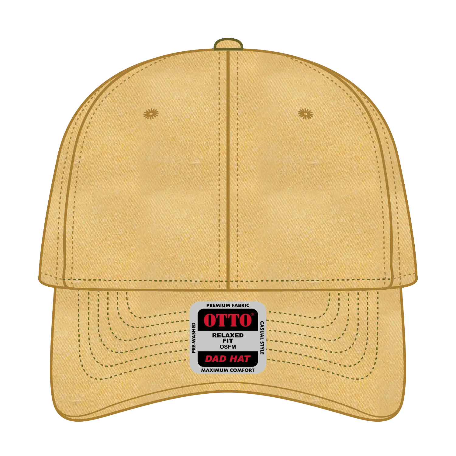 OTTO 18-202 6 Panel Low Profile Dad Cap - Yellow - Yellow / 6 1/2’’ - 7 5/8’’