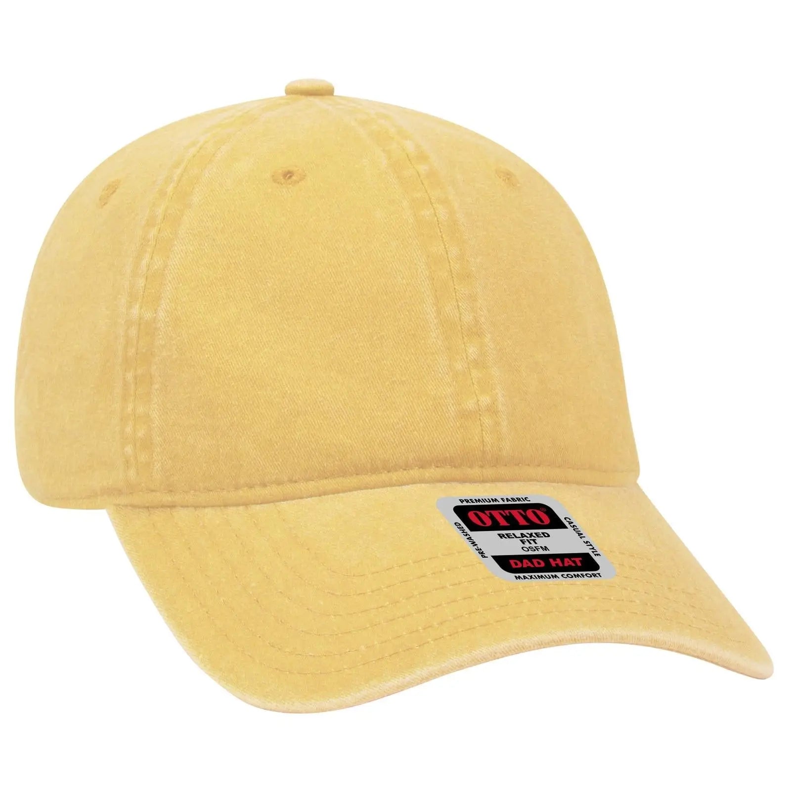 OTTO 18-202 6 Panel Low Profile Dad Cap - Yellow - Yellow / 6 1/2’’ - 7 5/8’’