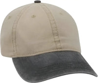 OTTO 18-202 Washed Pigment Dyed Cotton Twill Low Profile Pro Style Unstructured Soft Crown Cap - Black Khaki - Black