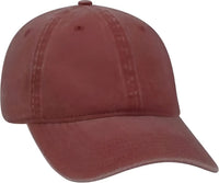OTTO 18-202 Washed Pigment Dyed Cotton Twill Low Profile Pro Style Unstructured Soft Crown Cap - Maroon - Maroon