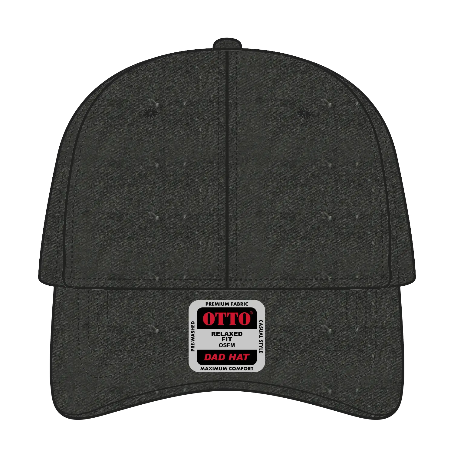 OTTO 18-204 6 Panel Low Profile Dad Cap - Black - Black / 6 1/2’’ - 7 5/8’’