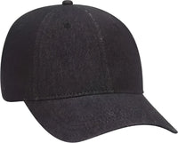 OTTO 18-204 Washed Pigment Dyed Denim Low Profile Pro Style Cap - Black - Black / One Size Fits Most