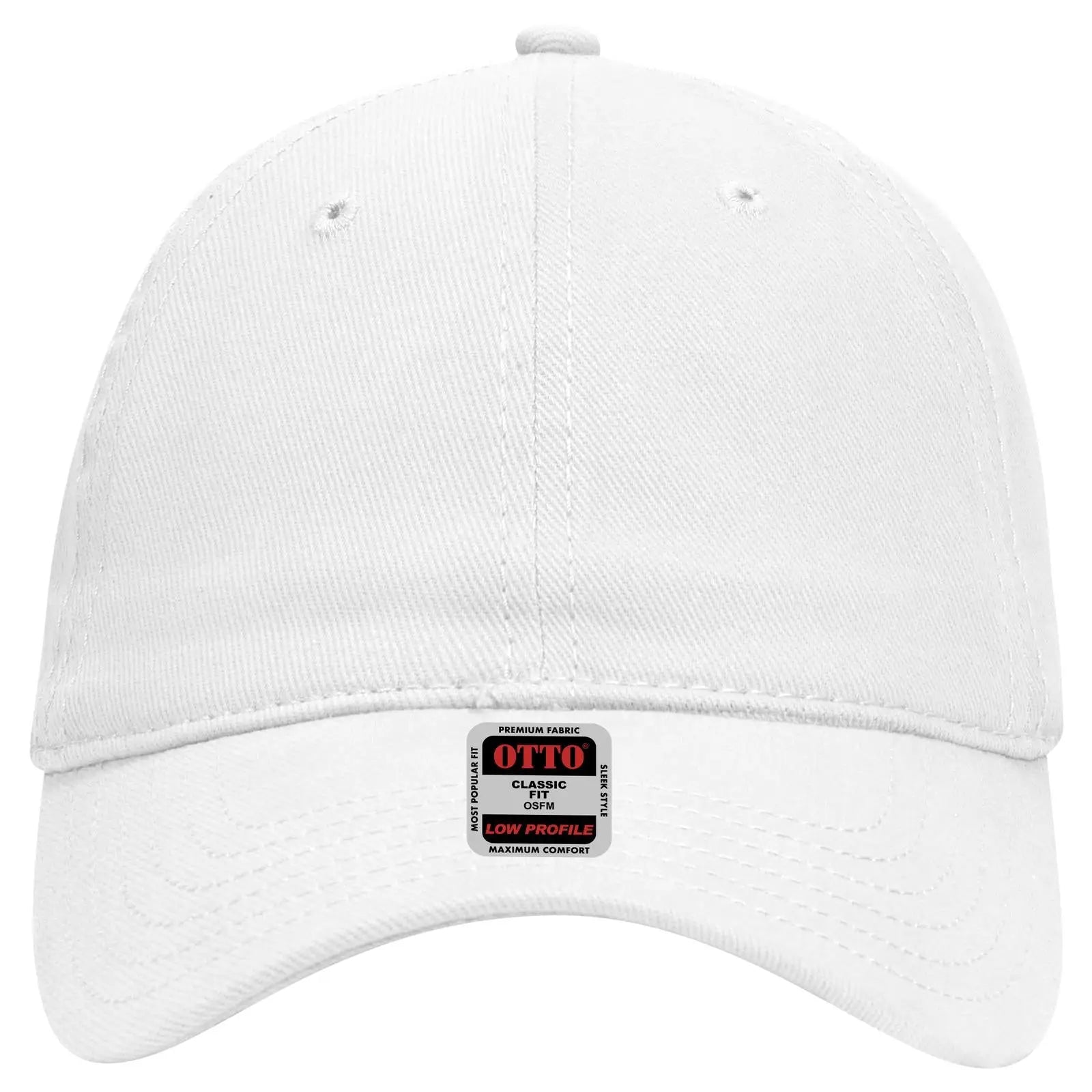 OTTO 18-253 6 Panel Low Profile Baseball Cap - White - White / 6 1/2’’ - 7 5/8’’