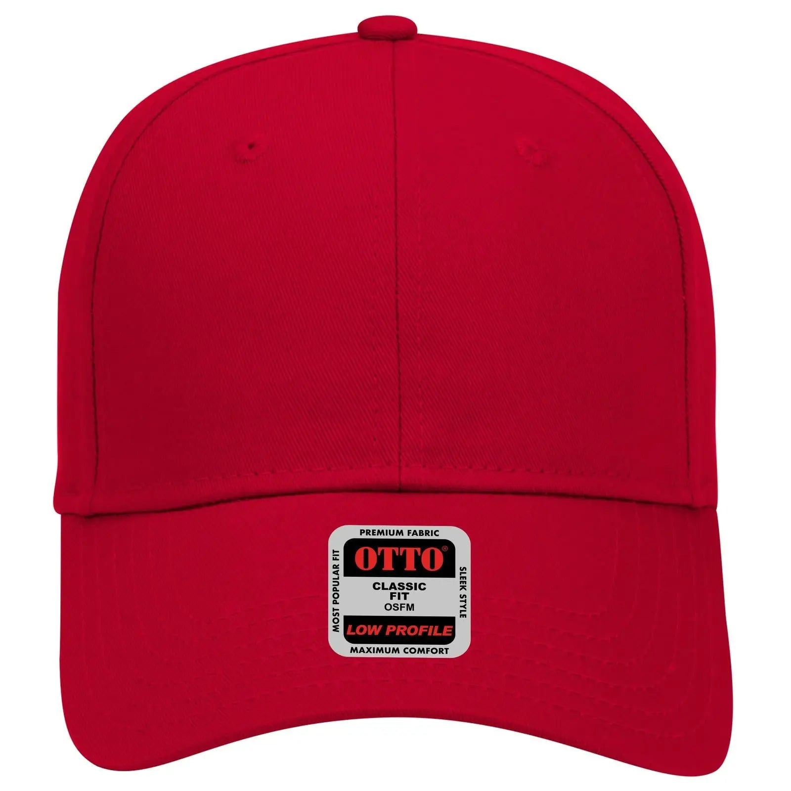 OTTO 18-553 6 Panel Low Profile Baseball Cap - Red - Red / 6 1/2’’ - 7 5/8’’