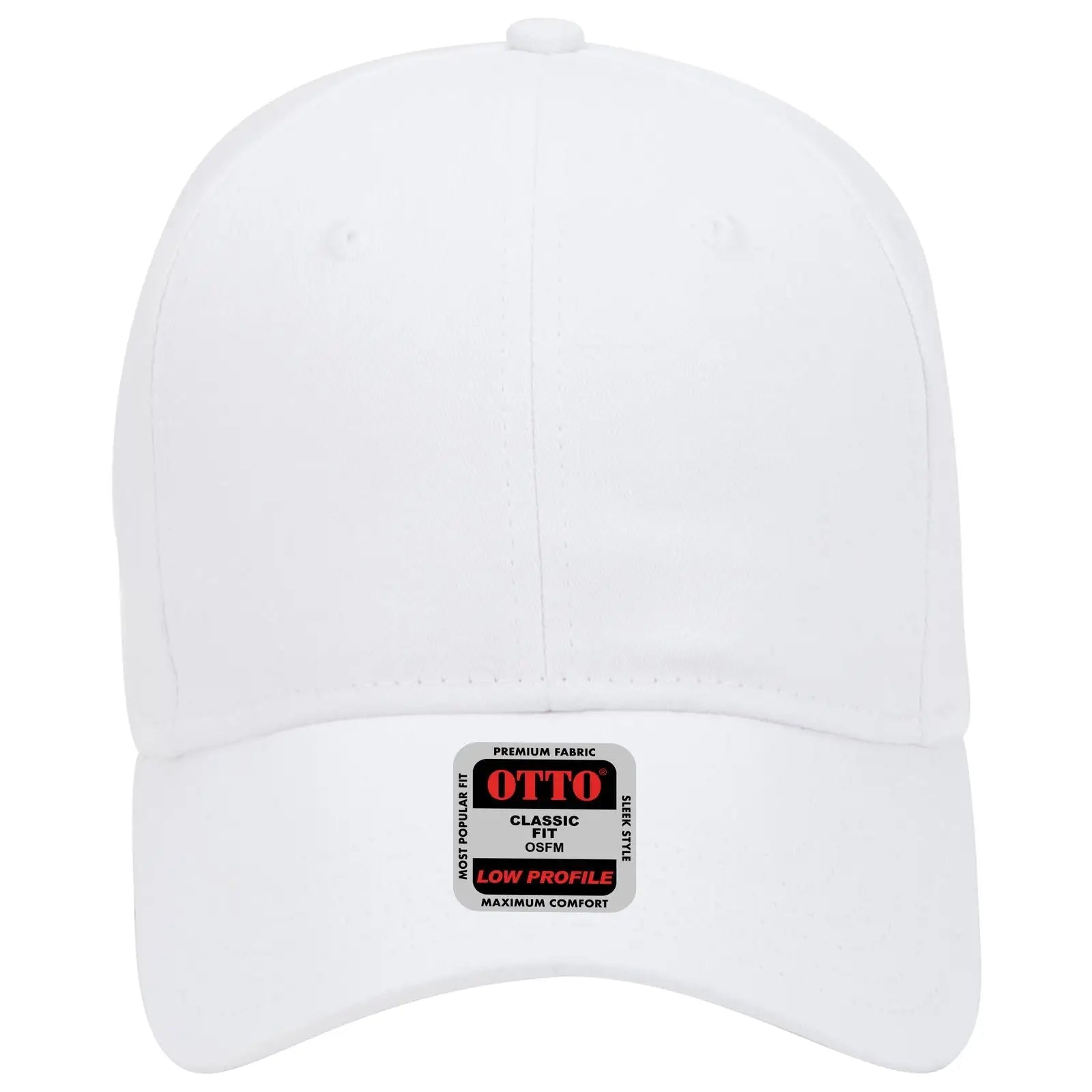 OTTO 18-553 6 Panel Low Profile Baseball Cap - White - White / 6 1/2’’ - 7 5/8’’