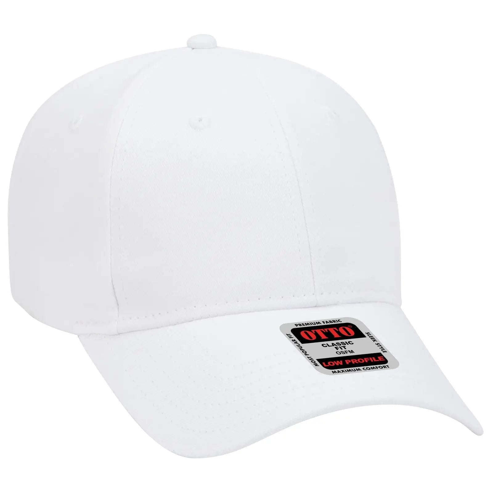OTTO 18-553 6 Panel Low Profile Baseball Cap - White - White / 6 1/2’’ - 7 5/8’’