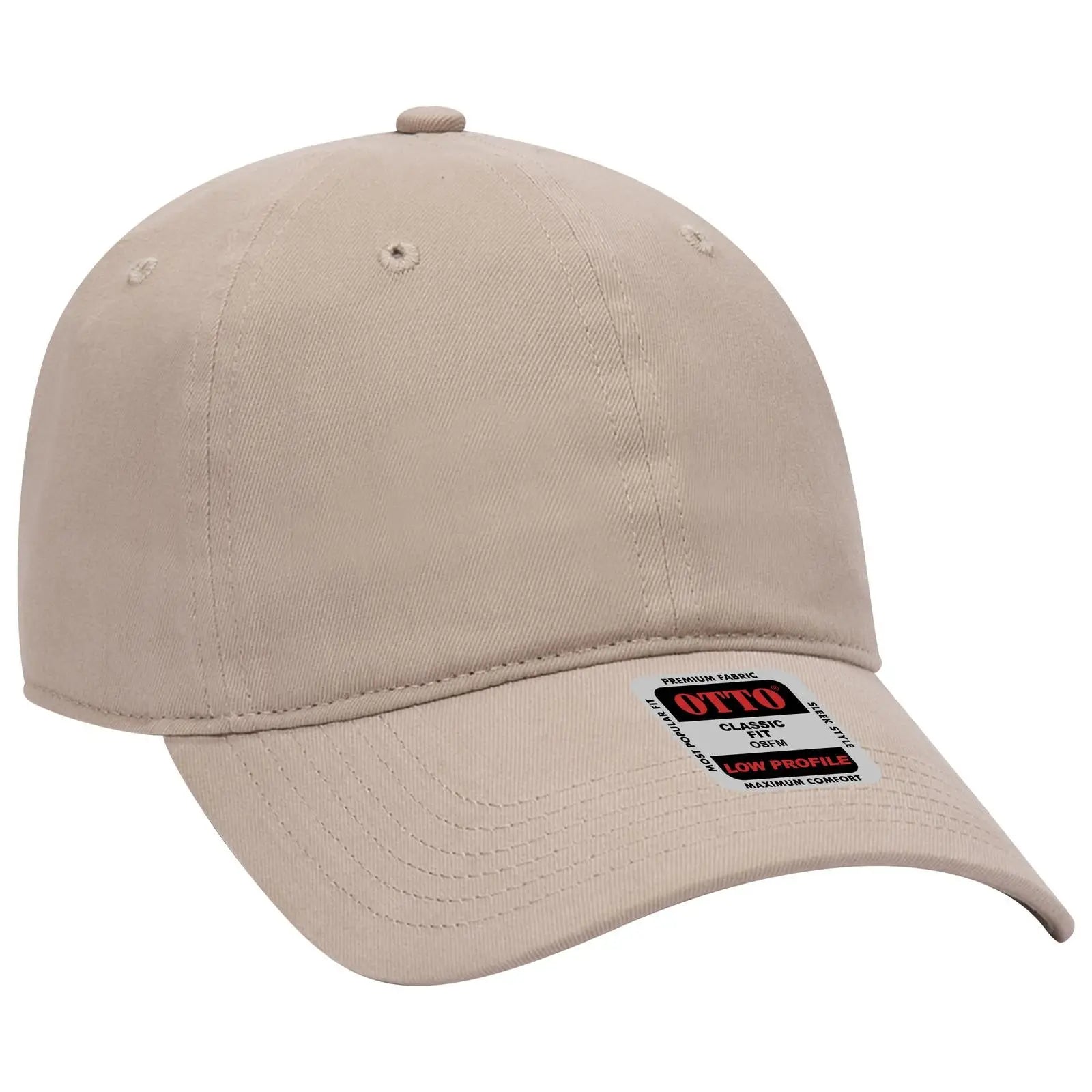 OTTO 18-686 6 Panel Low Profile Baseball Cap - Khaki - Khaki / 6 1/2’’ - 7 5/8’’