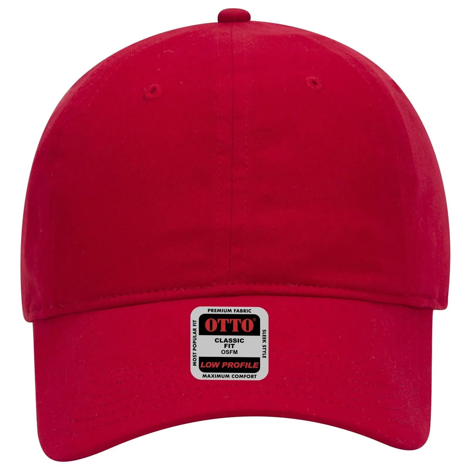 OTTO 18-686 6 Panel Low Profile Baseball Cap - Red - Red / 6 1/2’’ - 7 5/8’’