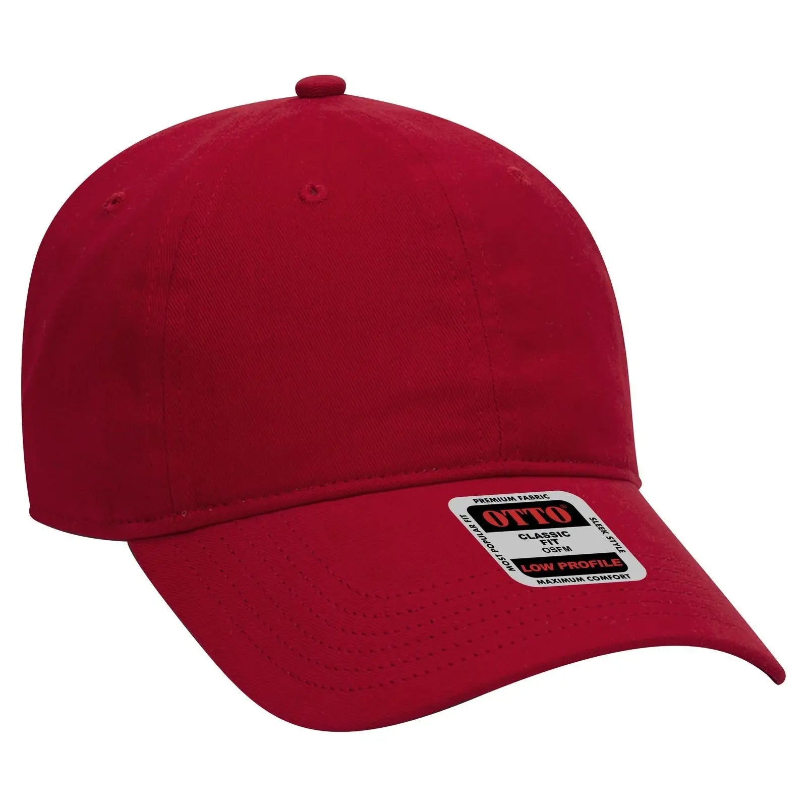 OTTO 18-686 6 Panel Low Profile Baseball Cap - Red - Red / 6 1/2’’ - 7 5/8’’