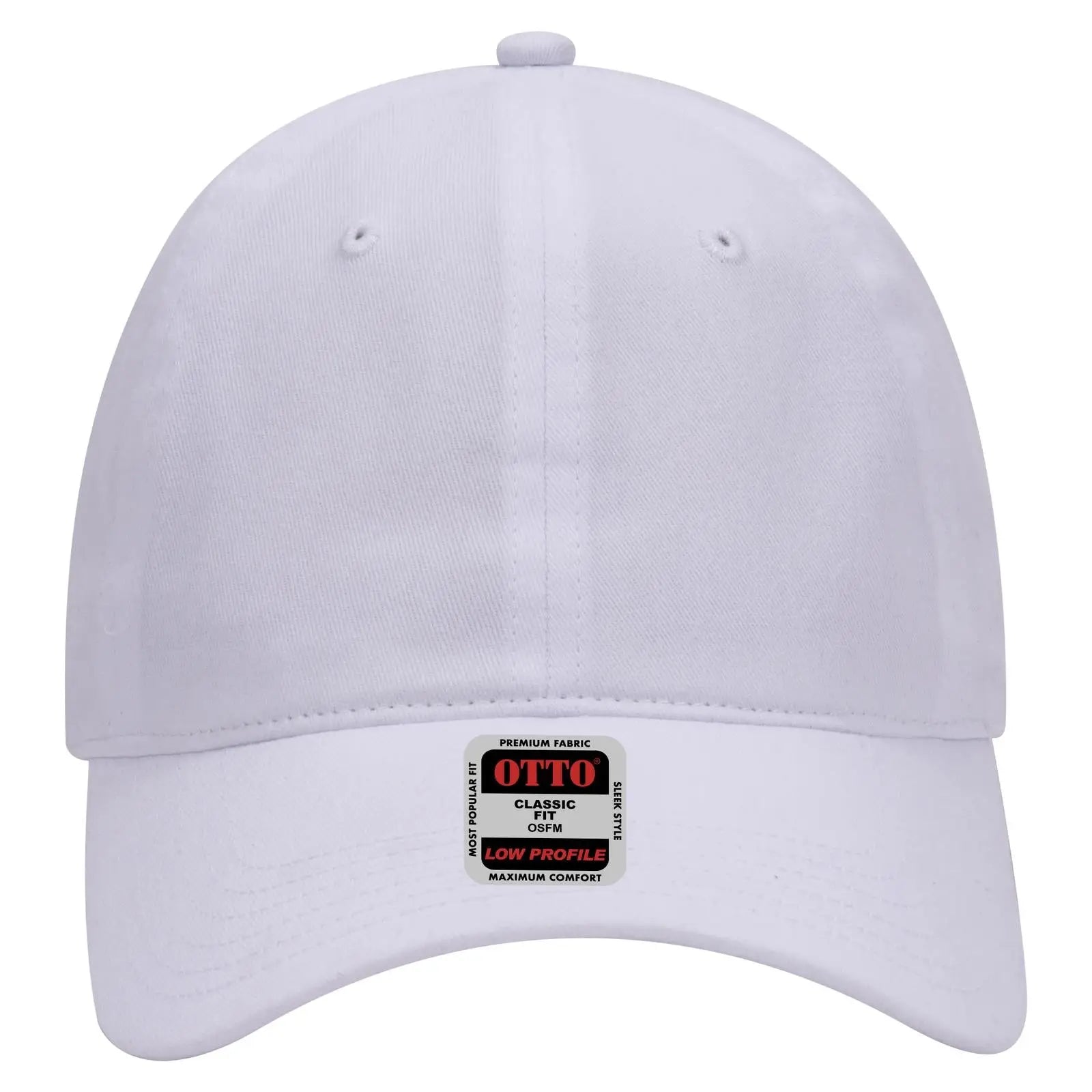 OTTO 18-686 6 Panel Low Profile Baseball Cap - White - White / 6 1/2’’ - 7 5/8’’