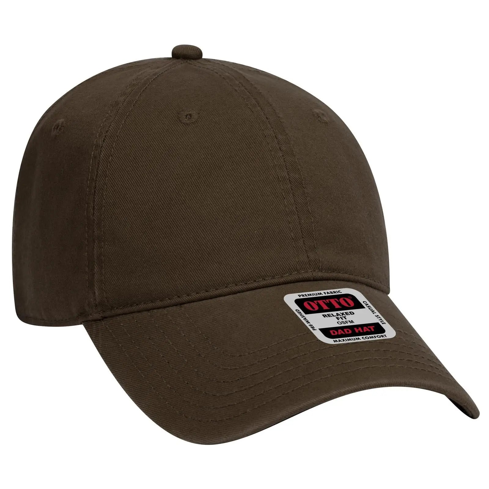 OTTO 18-692 6 Panel Low Profile Dad Cap - Dk. Brown - Dk. Brown / 6 1/2’’ - 7 5/8’’