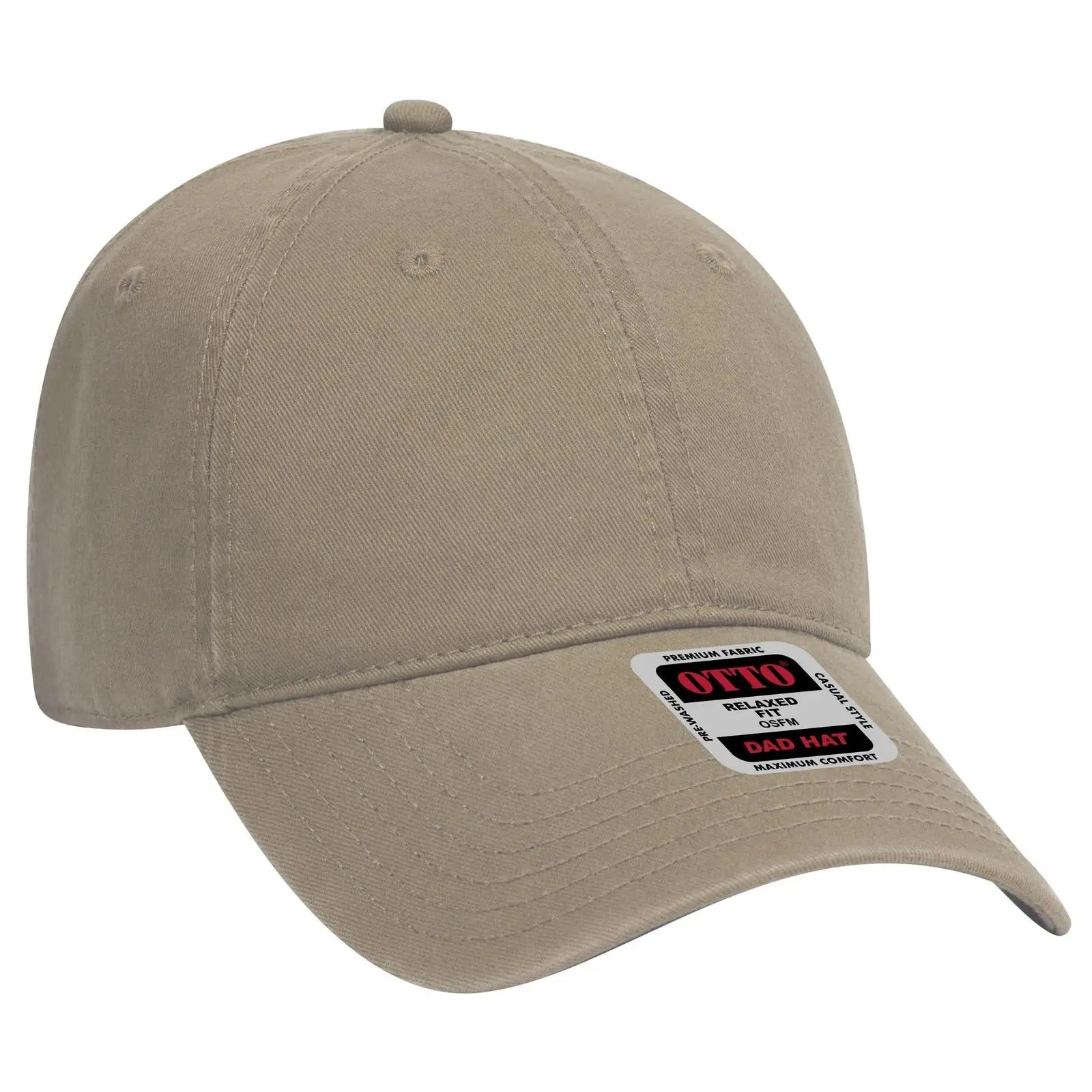 OTTO 18-692 6 Panel Low Profile Dad Cap - Dk. Khaki - Dk. Khaki / 6 1/2’’ - 7 5/8’’