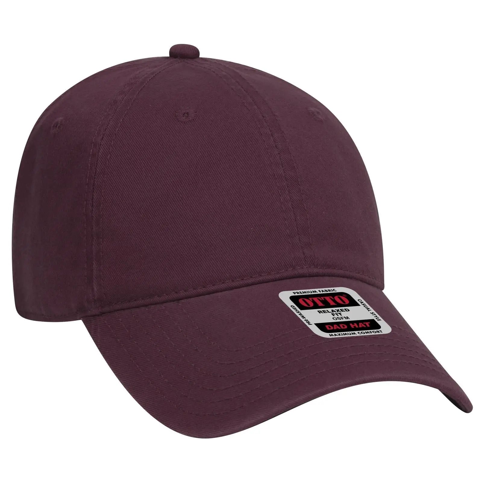 OTTO 18-692 6 Panel Low Profile Dad Cap - Maroon - Maroon / 6 1/2’’ - 7 5/8’’
