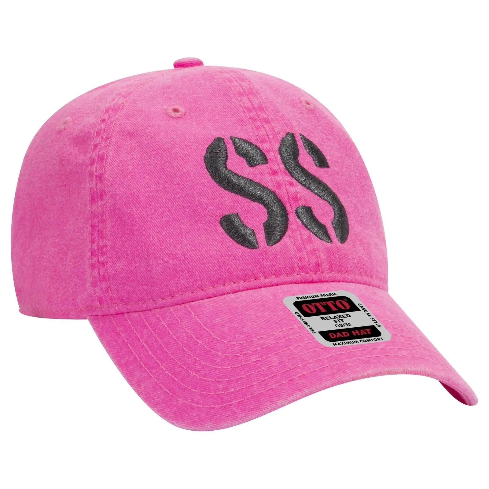 OTTO 18-692 6 Panel Low Profile Dad Cap - N. Pink - N. Pink / 6 1/2’’ - 7 5/8’’