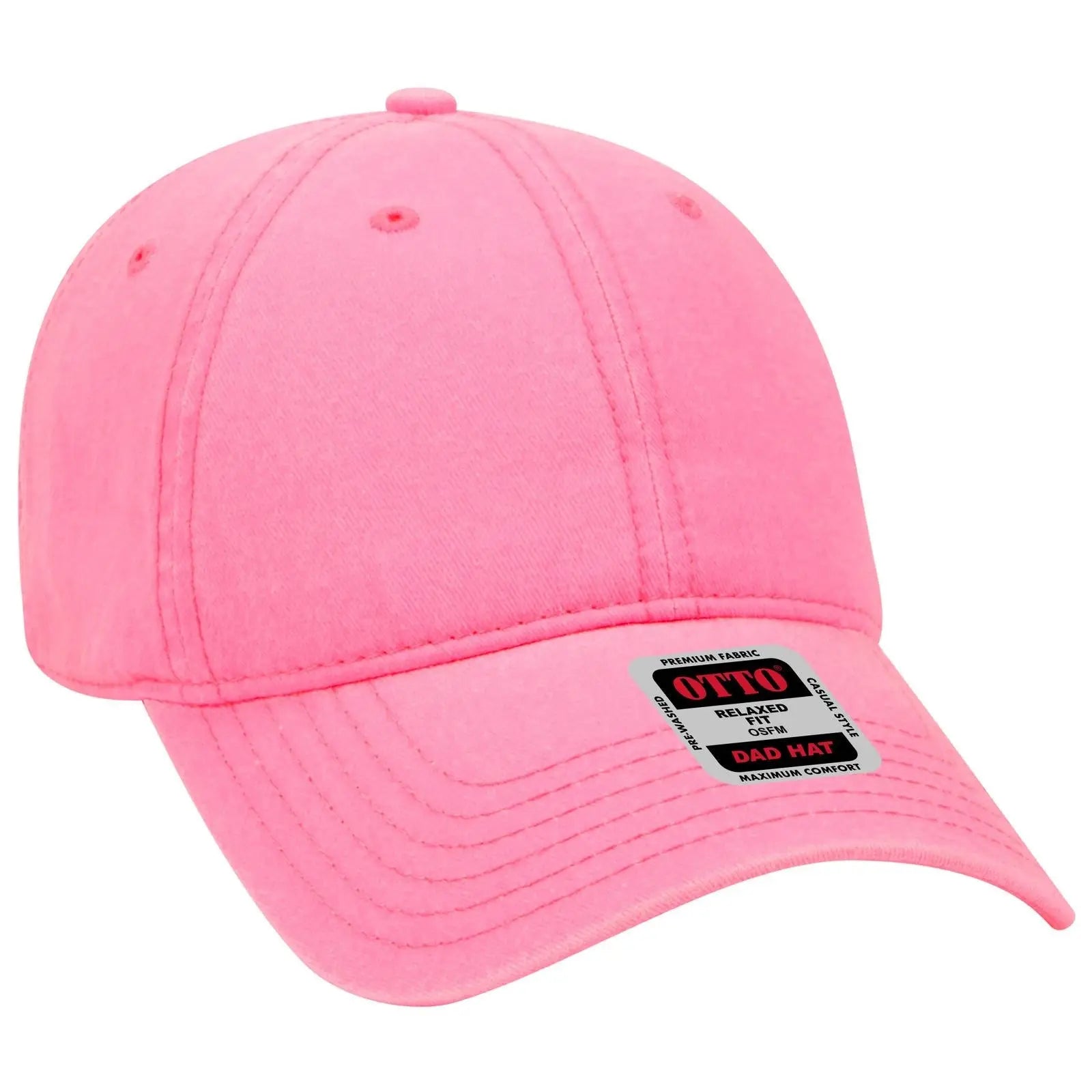 OTTO 18-692 6 Panel Low Profile Dad Cap - N. Pink - N. Pink / 6 1/2’’ - 7 5/8’’