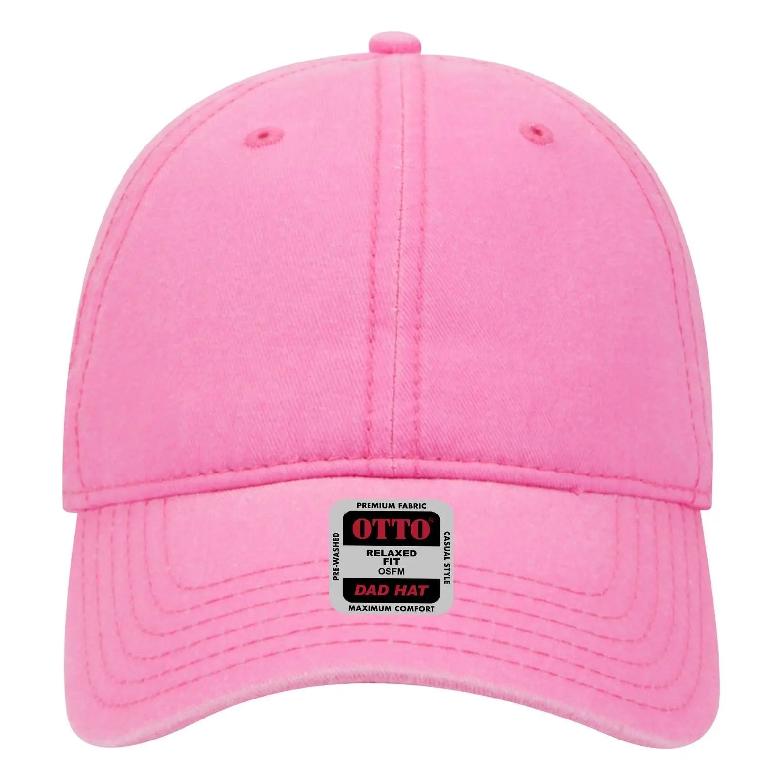OTTO 18-692 6 Panel Low Profile Dad Cap - N. Pink - N. Pink / 6 1/2’’ - 7 5/8’’