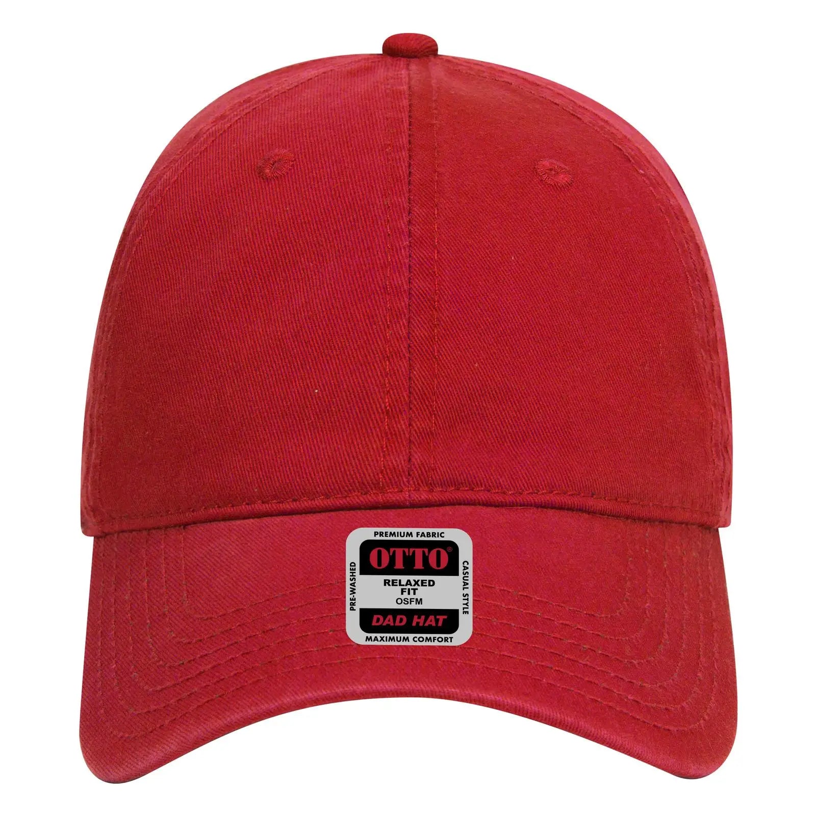 OTTO 18-692 6 Panel Low Profile Dad Cap - Red