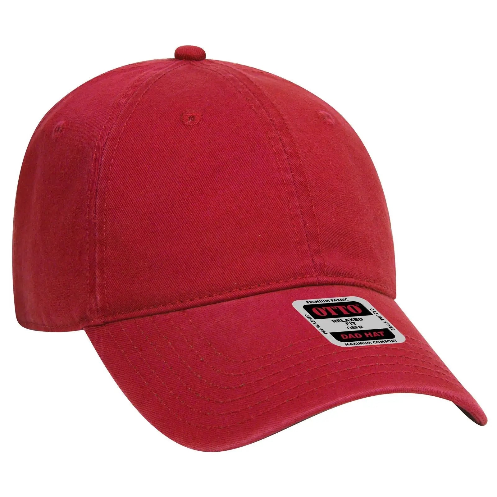 OTTO 18-692 6 Panel Low Profile Dad Cap - Red