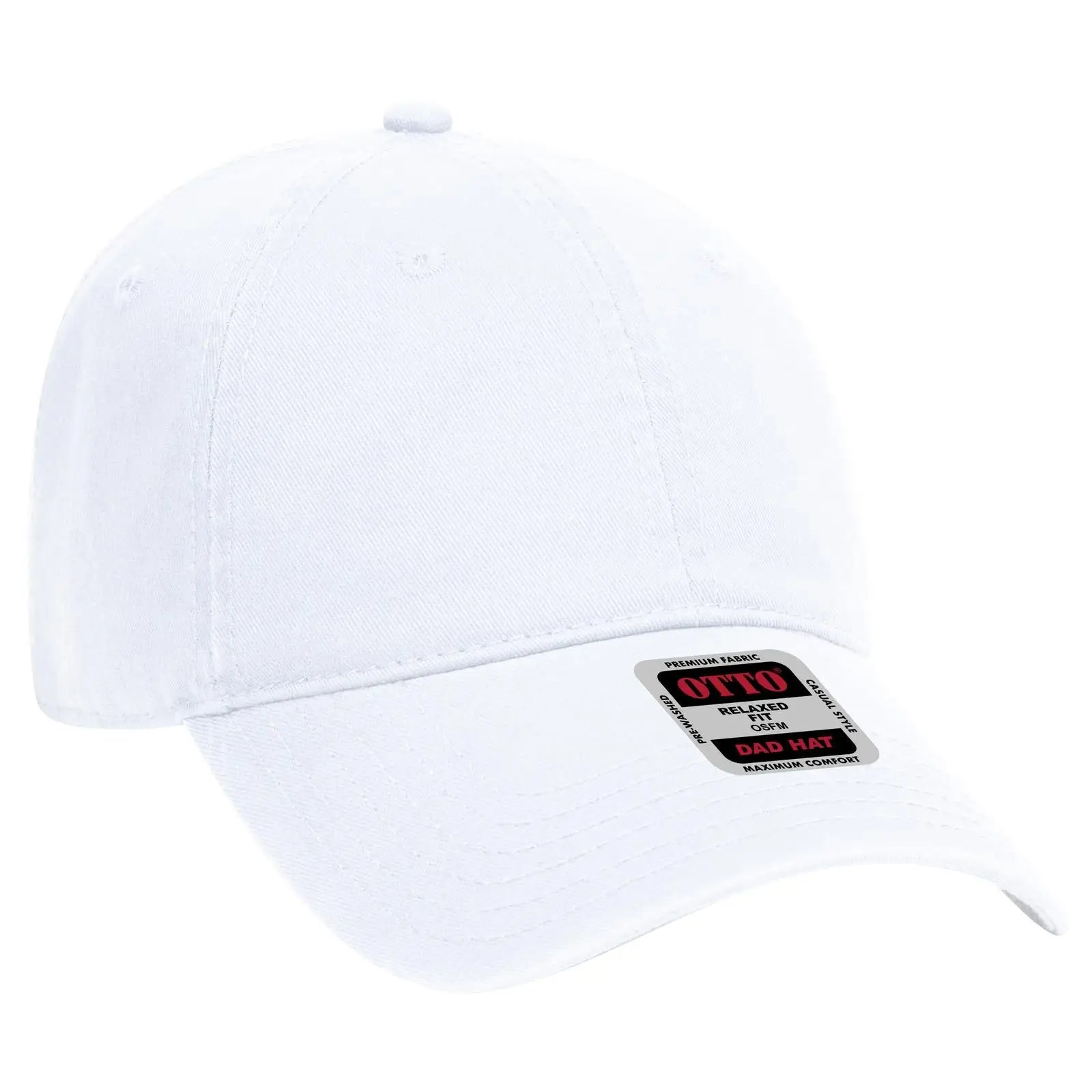 OTTO 18-692 6 Panel Low Profile Dad Cap - White - White / 6 1/2’’ - 7 5/8’’