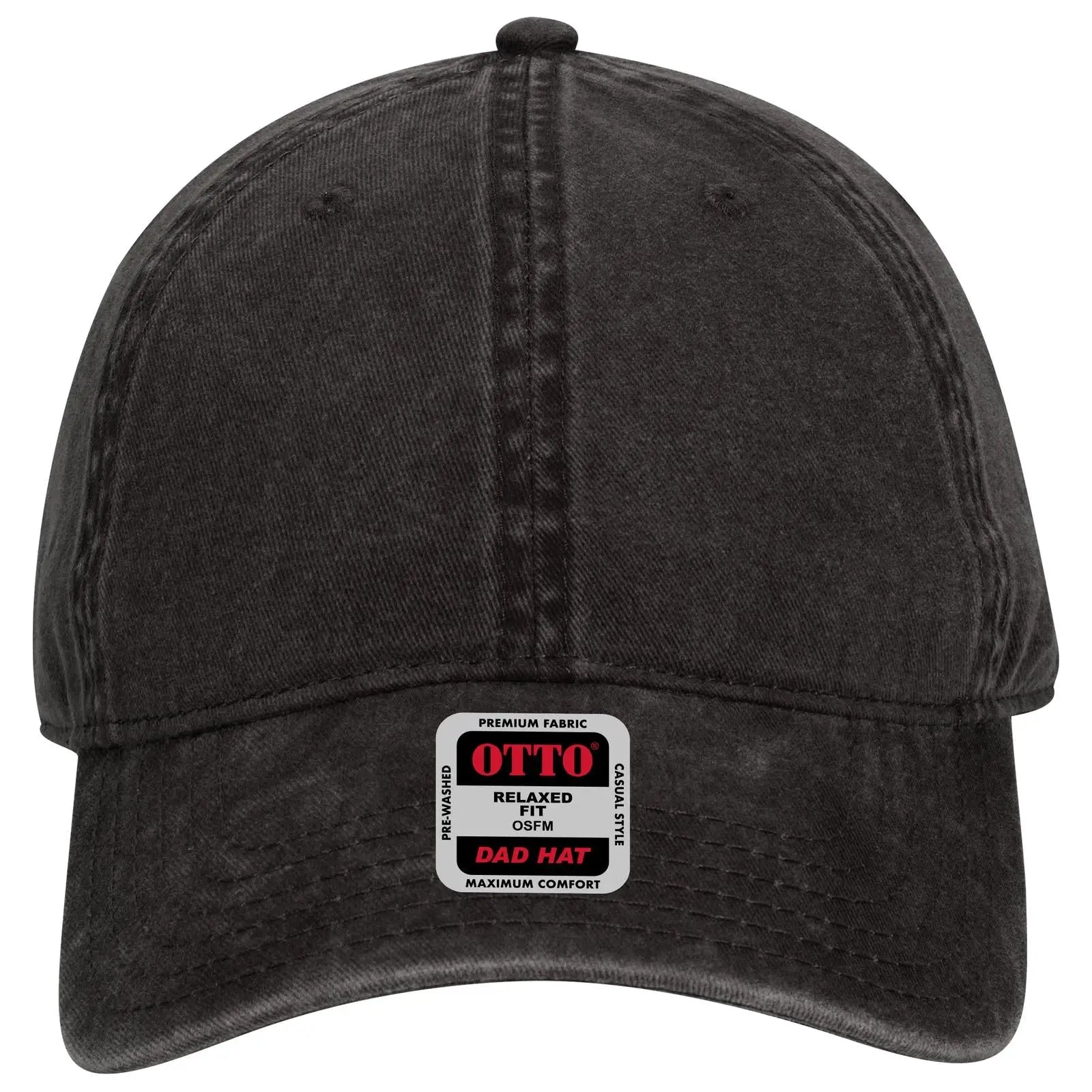 OTTO 18-711 6 Panel Low Profile Dad Cap - Black - Black / 6 1/2’’ - 7 5/8’’