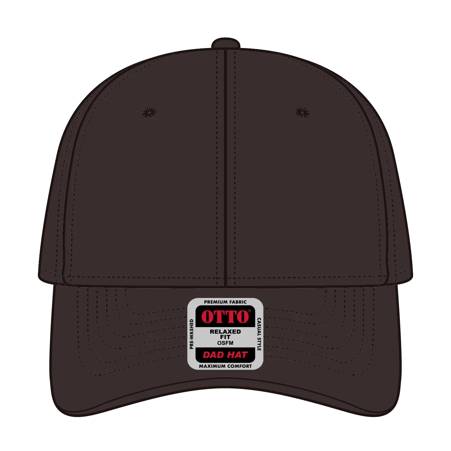 OTTO 18-711 6 Panel Low Profile Dad Cap - Dk. Brown - Dk. Brown / 6 1/2’’ - 7 5/8’’