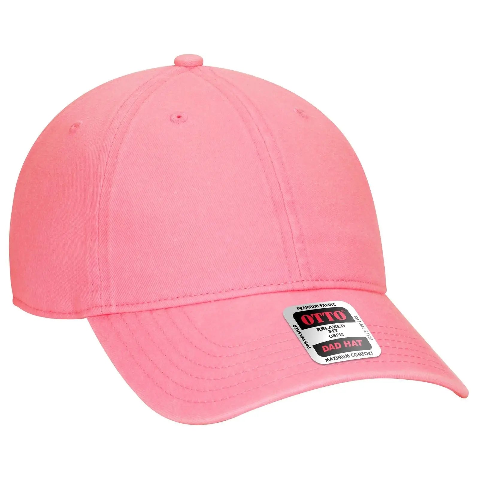 OTTO 18-711 6 Panel Low Profile Dad Cap - Pink - Pink / 6 1/2’’ - 7 5/8’’