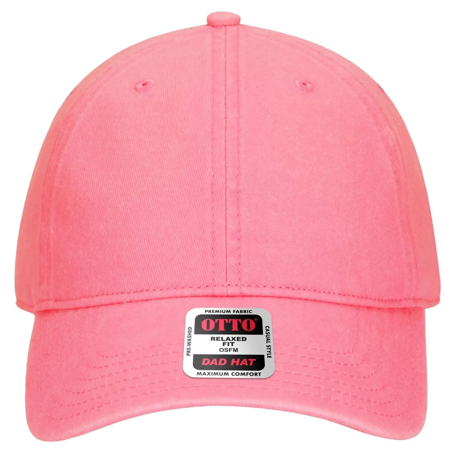OTTO 18-711 6 Panel Low Profile Dad Cap - Pink - Pink / 6 1/2’’ - 7 5/8’’