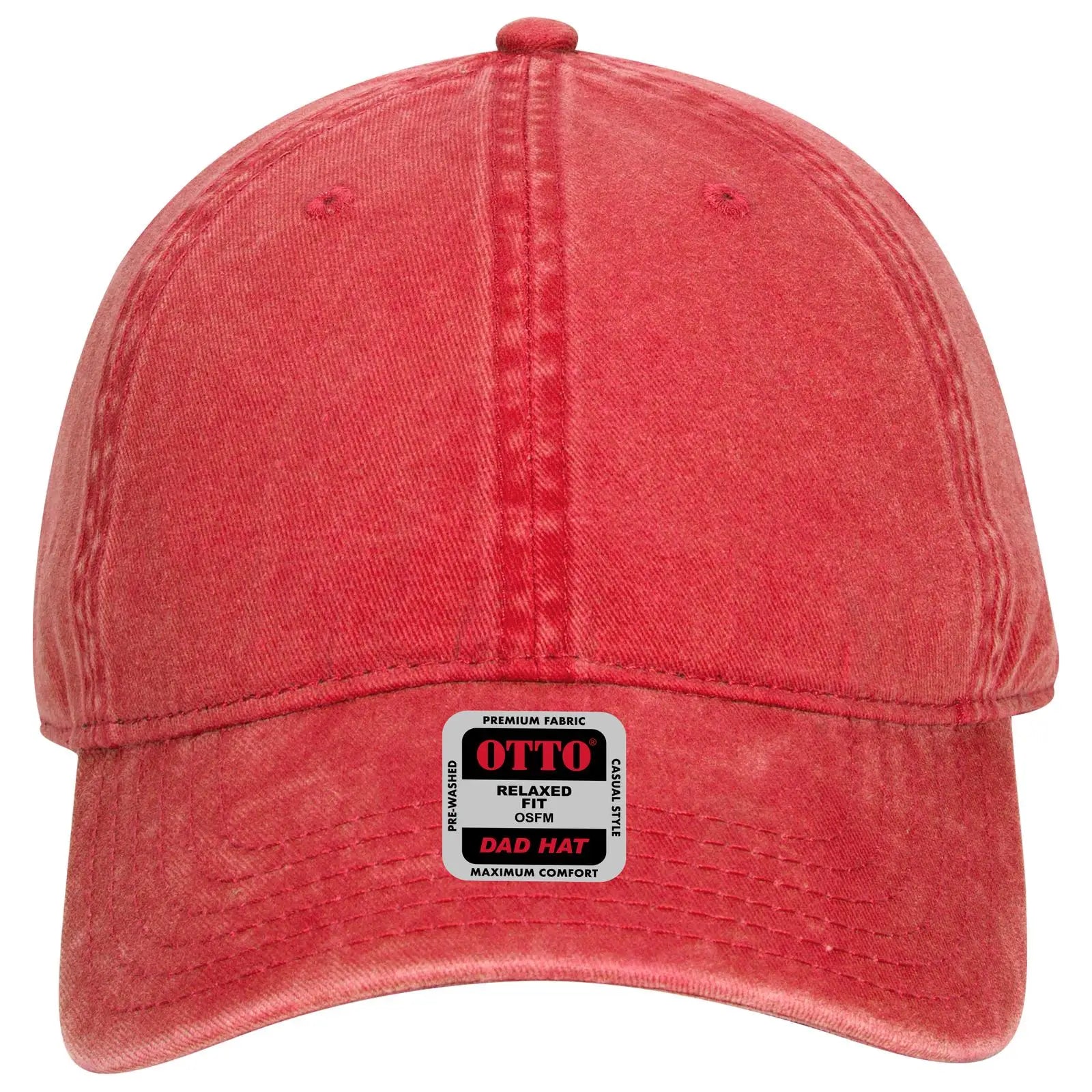 OTTO 18-711 6 Panel Low Profile Dad Cap - Red - Red / 6 1/2’’ - 7 5/8’’