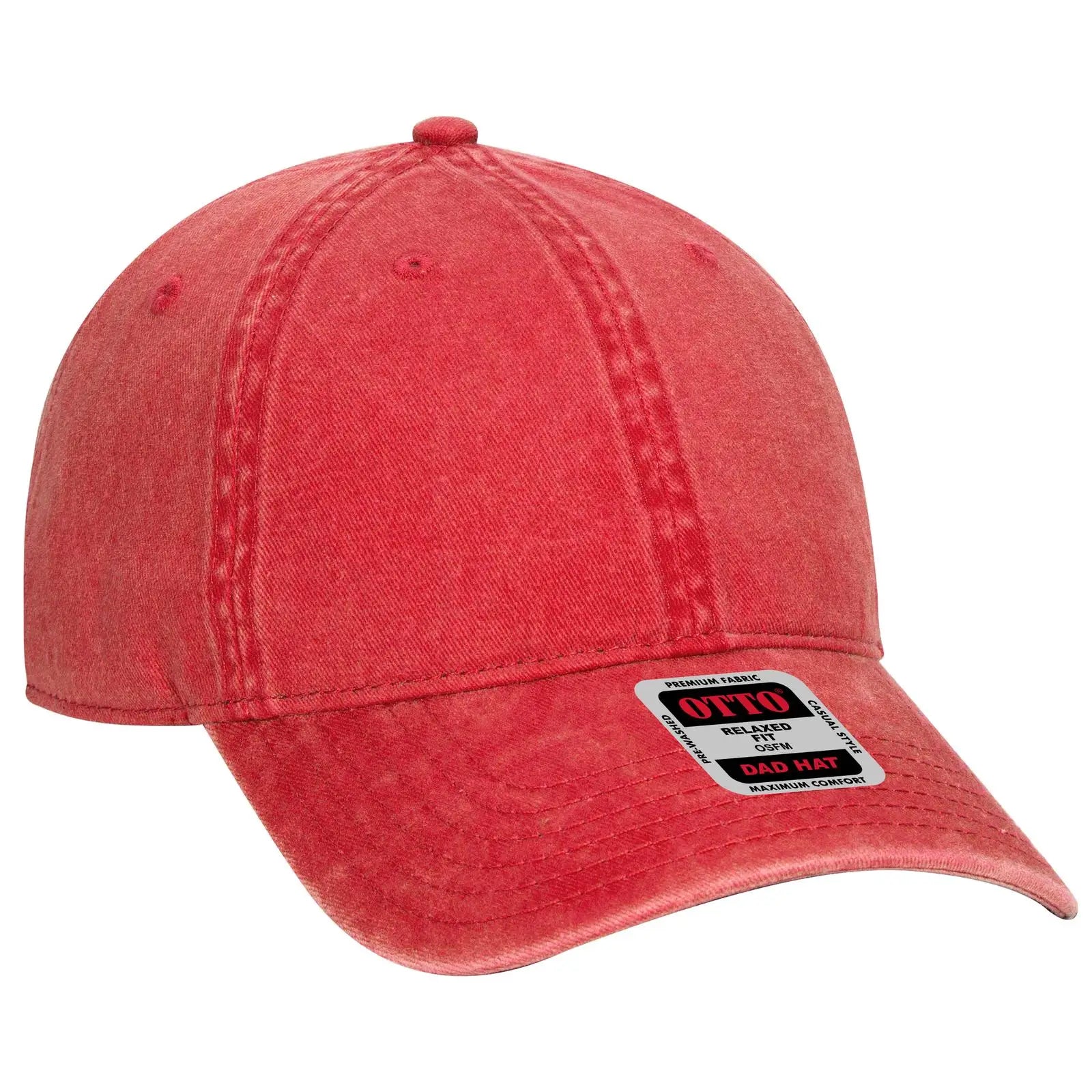 OTTO 18-711 6 Panel Low Profile Dad Cap - Red - Red / 6 1/2’’ - 7 5/8’’