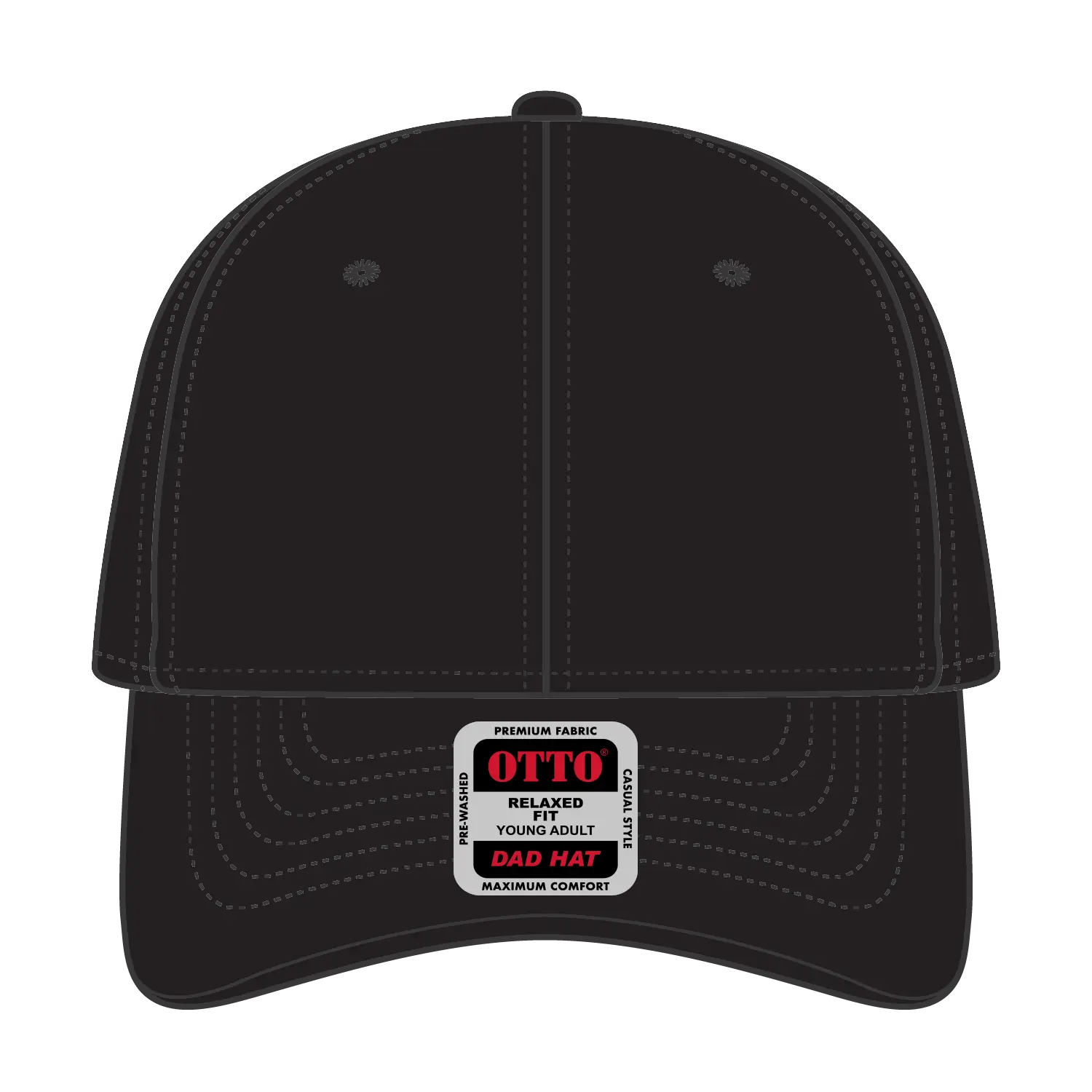 OTTO 18-772 6 Panel Low Profile Dad Cap - Black - Black / 6 1/2’’ - 7 5/8’’