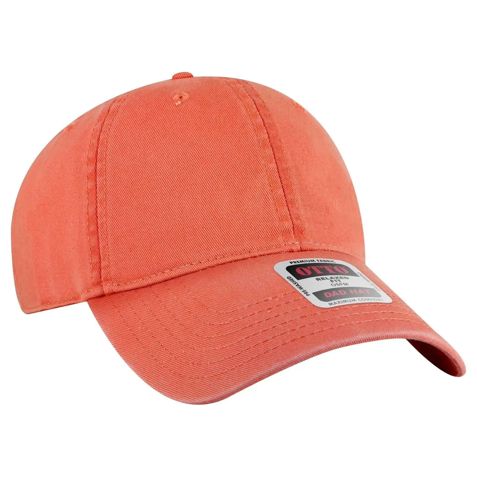OTTO 18-772 6 Panel Low Profile Dad Cap - Coral - Coral / 6 1/2’’ - 7 5/8’’