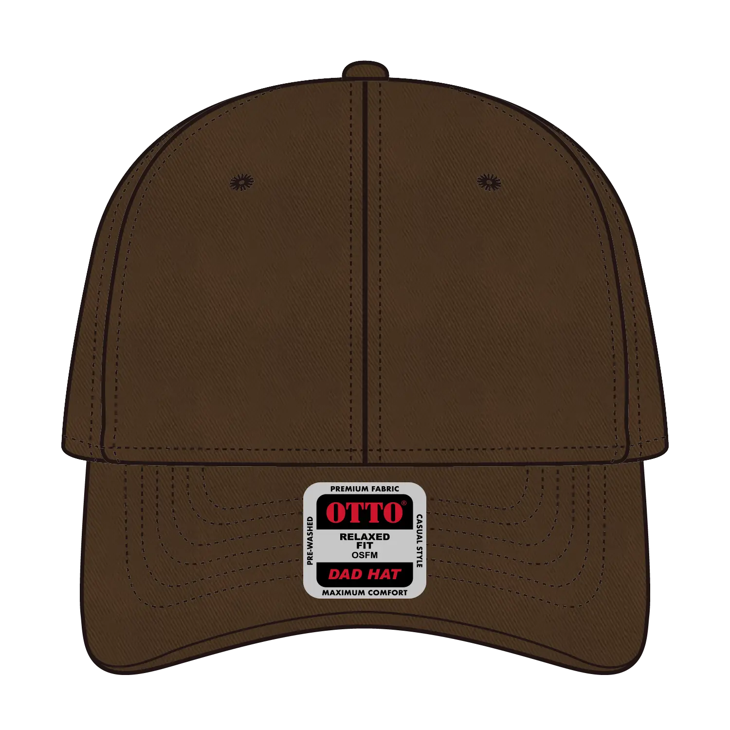 OTTO 18-772 6 Panel Low Profile Dad Cap - Dk. Brown - Dk. Brown / 6 1/2’’ - 7 5/8’’
